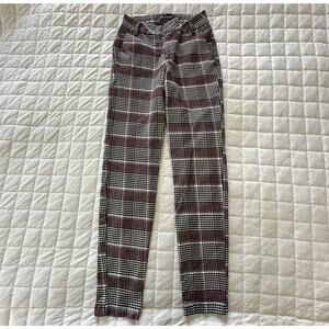 Like An Angel Pants Womens Medium Plaid Low Rise Slim Fit Preppy Academia Grunge